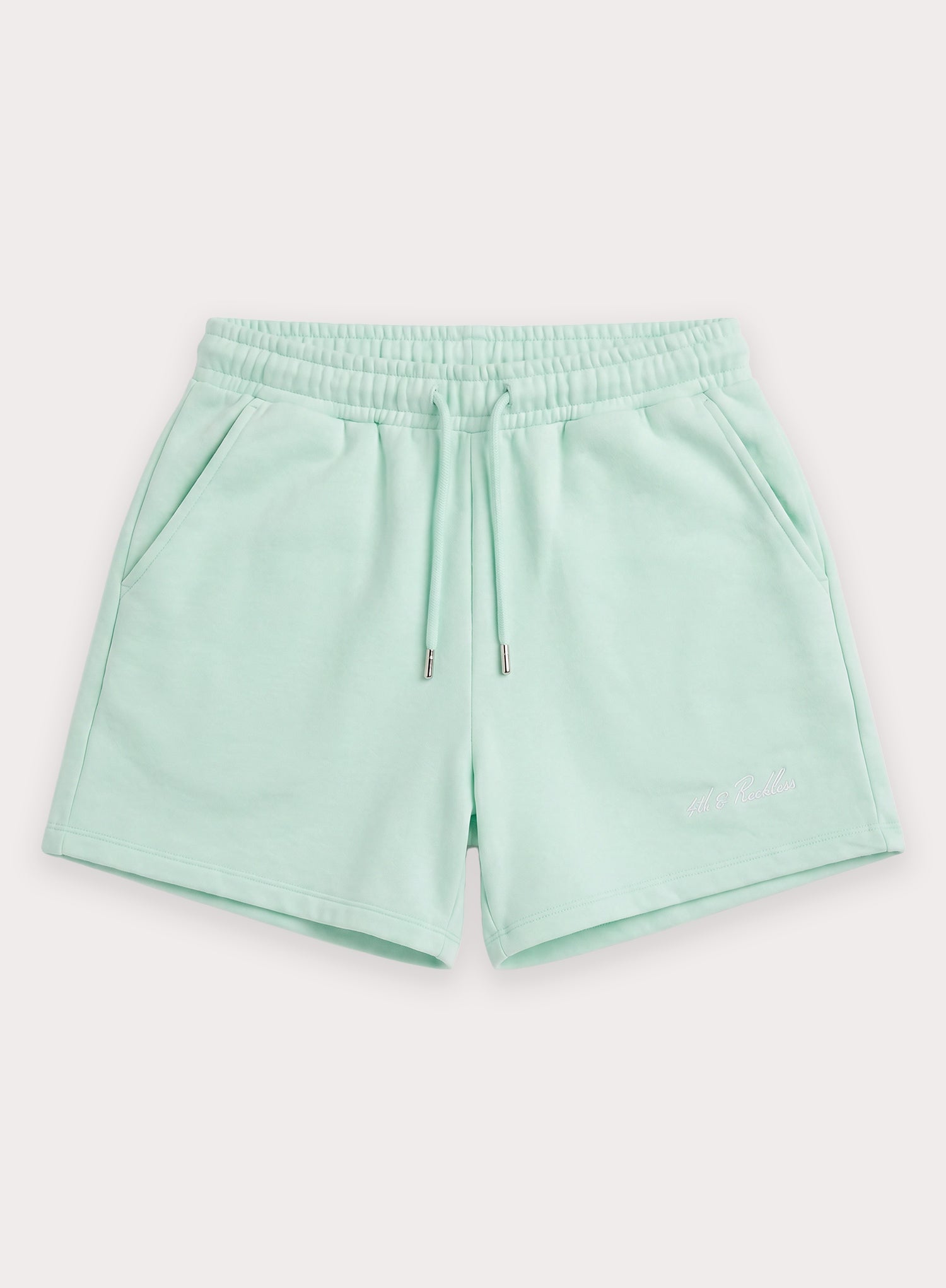Mint Green Embroidered Branded Shorts